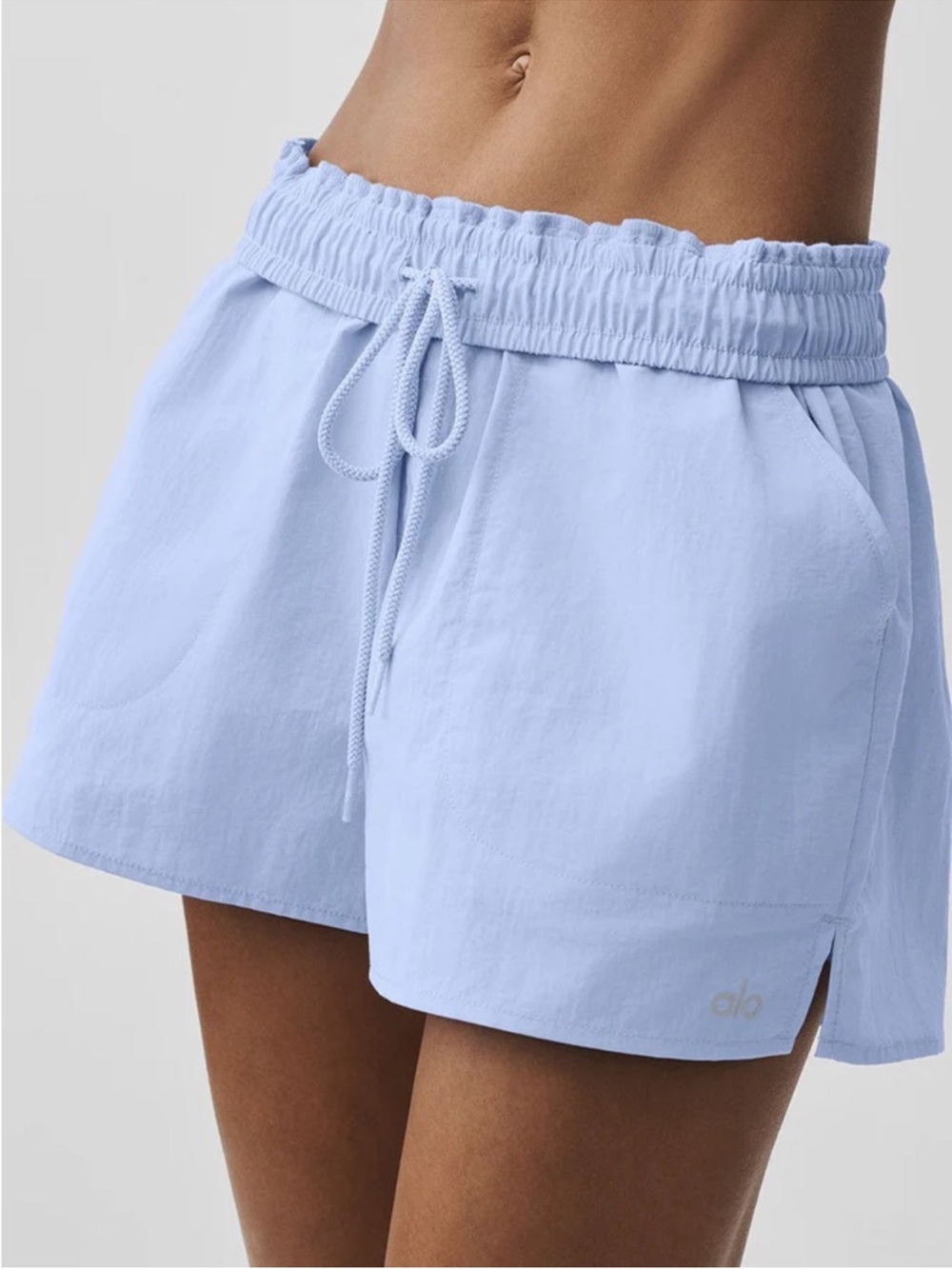 ALO Yoga Powder Blue Elastic Waist Athletic Shorts